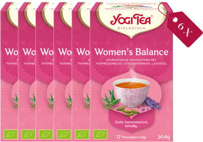 Yogi Tea Women's Balance - Biologische Kruidenthee met Frambozenblad, Citroengras en Kaneel voor Hormonale Balans en Innerlijke Rust - Tray van 6 Stuks