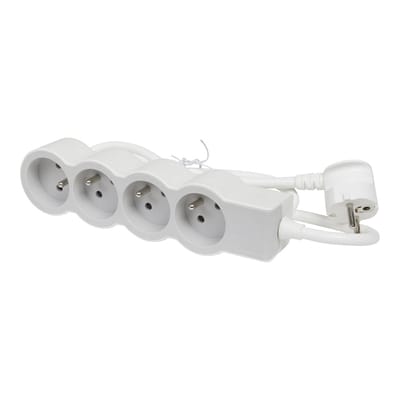 Legrand Standaardstopcontact 4x2P Met randaarde en 1,5m kabel Wit-Grijs (Europese Stekkerdoos) - 049476 [10 stuks]