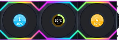 Lian Li UNI FAN SL Wireless LCD Black - Ventilatorhuis 3-pack - 120mm - 350 - 1900 rpm - 29.5 dBA - 4-pin PWM - Lian Li L-Connect - ARGB - zwart