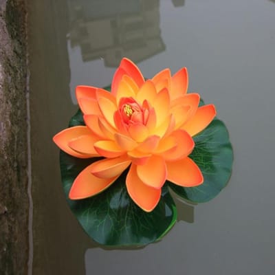 Drijvende Kunstmatige Lotus Simulatie Lotus Waterplanten Nep Waterlelie voor Tuinvijver Patio Decoratie oranje
