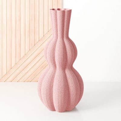 Fleuriek - Kleine vaas Roze - H30 cm - Bolvaas voor droogbloemen of als decoratieve bloemenvaas, ronde design vaasjes van bio-kunststof - Vaas met structuur
