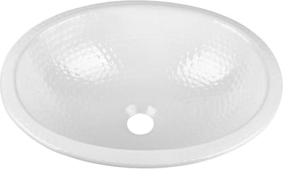 Ovale Wasbak - Badkamer Wastafel - Badkamer Vernieuwen - Handgehamerd Design - 43 cm - Wit