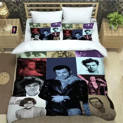 Singer H-Harry-Styles Beddengoedsets prachtige bedbenodigdhedenset dekbedovertrek beddekbedset beddengoedset luxe verjaardagscadeau 70x133cm 2pcs white