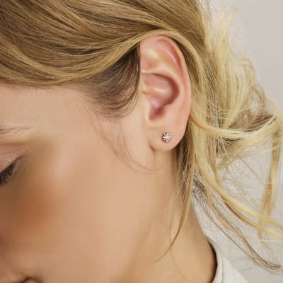 Oorknoppen Rozet Zirkonia 6 Mm