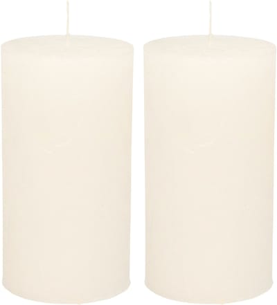 Atmosphera Stompkaars/cilinderkaars - 2x - wit - 7 x 13 cm - rustiek model