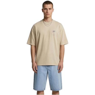 Urban Classics - Palm Logo Loose Dames Tshirt - M - Creme