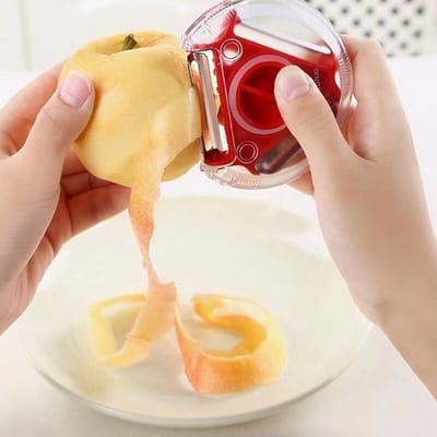 Groentesnijder - 3 in 1 Schiller - Schilmesje - Dunschiller - Tomaat - RVS - Aardappelschiller - Fruitschiller - Groenteschiller - Multifunctionele Dunschiller - Rood