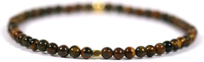 Heren armband goud edelsteen tijgeroog 4mm - Ibizamen 19cm