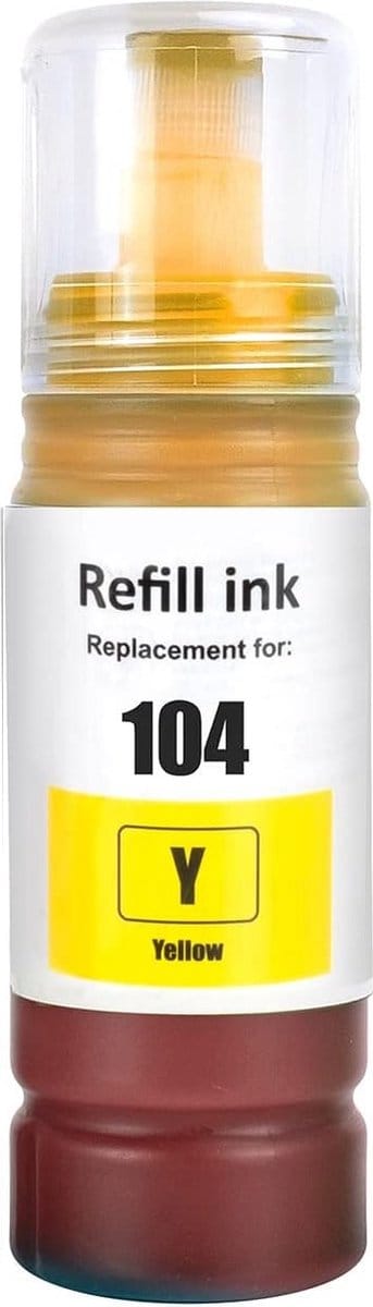Huismerk geschikt voor Epson 104 Inkt Geel - Geschikt voor EcoTank ET-1810 - ET-2721 - ET-2814 - ET-2820 - ET-2825