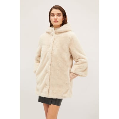 Motivi Long Teddy Cape With Hood Beige Größe: 36 | Kunstfell-Mäntel Outlet | Damen | Braun