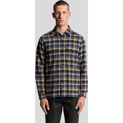 Lyle & Scott Brushed Cotton Check Shirt Blue Night/green Tan Taglia: XS | Camicie Casual Outlet | Uomo | Blu