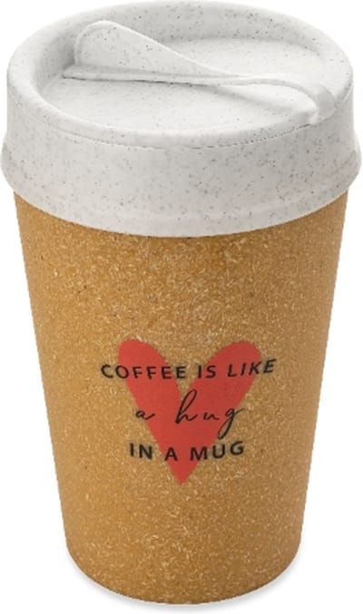 Dubbelwandige Koffiebeker met Deksel, 0.4 L, Organic, Hug in a Mug - Koziol | Iso To Go