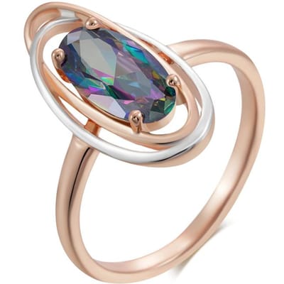Bagues Ovales Colorées Tendance en Zircon Naturel Pour Femmes Couleur Or Rose Mélange Bijoux de Mariage Vintage Élégants 10 gray