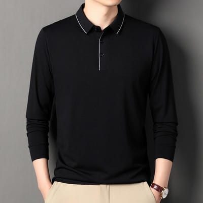 Heren Polo Lente en Herfst T-shirt met Lange Mouwen Heren Revers Eenvoudig Zakelijk Jeugd Losse Grote Maat Papa Kleding XXXXL