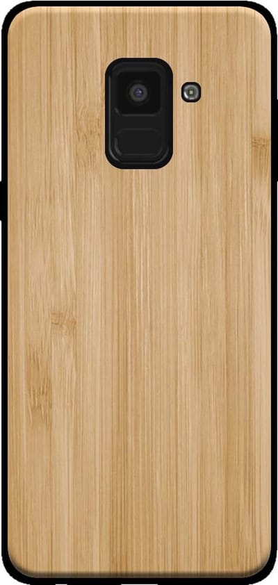 Smartphonica Telefoonhoesje voor Samsung Galaxy A8 2018 met houten look - backcover bamboo kunsthout hoesje - Bruin geschikt voor Samsung Galaxy A8 2018