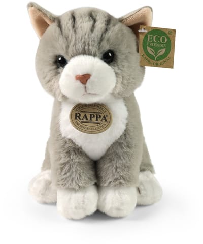 Rappa Eco Friendly Serie - Grijze Kat Knuffel - 23 cm - Zacht Pluche - Milieuvriendelijk