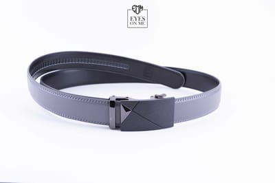 Grijze lederen riem zonder gaatjes met automatische gesp voor heren ( model N225 )