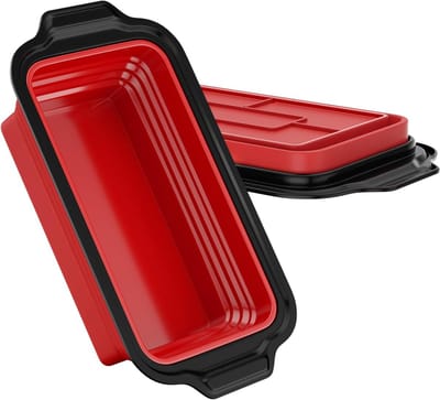 Broodvormen Set - Cakevormen Bakken - Thuis Bakken - Metalen Frame Flexibel - 9x5x2.8 Inch - Zwart Rood