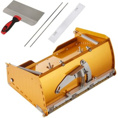VEVOR Drywall Flat Box, 10 inch breed, snel te reinigen, aluminium afwerkmodderbox voor gipsplaat, wandplaat, gipsplaat, bonus spatbord, extra 2 roestvrijstalen messen (10/12 inch)