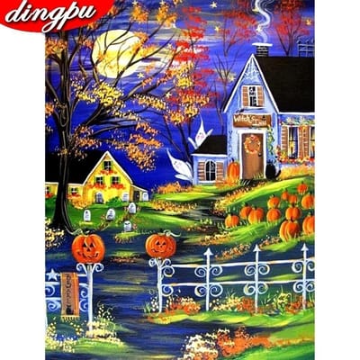 Volledige ronde diamant schilderij 5d Halloween borduurwerk huis woondecoratie 20X30CM blue