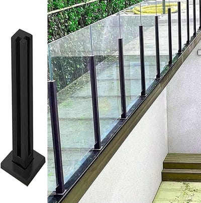 Balustrade Paal - Glazen Reling - Terras Afscherming - Hoekmontage - Niet gespecificeerd - Zwart