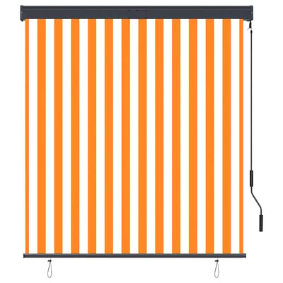 vidaXL - Rolgordijn - voor - buiten - 140x250 - cm - wit - en - oranje