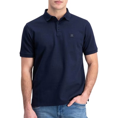 Gabbiano blauwe heren polo   Punt kraag   Regular fit   Structuur patroon   Knoopsluiting   Korte mouw Blauw S