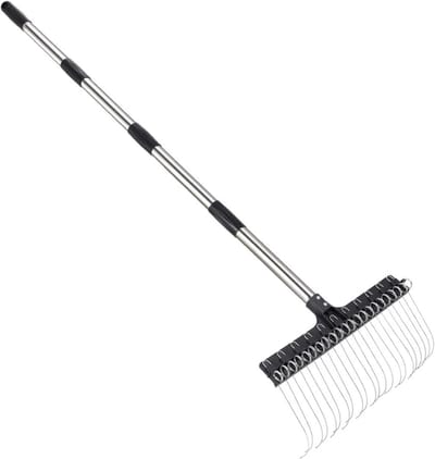 Bladhark Gras - Tuinhark Opruimen - Tuinonderhoud Vereenvoudigen - Verstelbare Steel - 98 tot 160 cm - Metaal