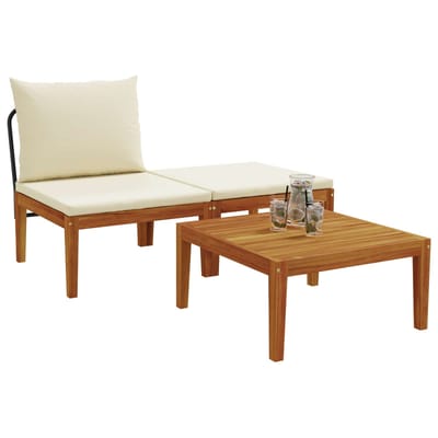 vidaXL - 3 - st - Tuin - Lounge - Set - met - Kussens - Massief - acaciahout - & - touw