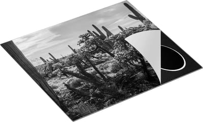 Chefcare Inductie Beschermer Cactus Planten in het Wild - Zwart Wit - 60x50 cm - Afdekplaat Inductie - Kookplaat Beschermer - Inductie Mat