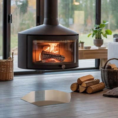 Coloray Vloerplaat Houtkachel - Plaat voor Onder Houtkachel - 40 cm x 34 cm - Open Haard Accessoires - Bruin Vloerplaat Kachel - Onderplaat - Plaat onder Houtkachel - Kachel Onderplaat - Onderplaat Voor Houtkachel