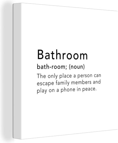 Canvas Schilderij Spreuken - Quotes - The only place a person can play on a phone in peace - Bathroom - 20x20 cm - Wanddecoratie