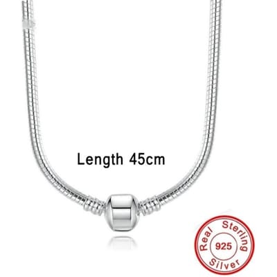 Bracelet Chaîne Serpent en Argent Sterling 925 Original Fermoir Cœur Sécurisé Perles Charms Bracelet Pour Femmes Fabrication de Bijoux DIY white