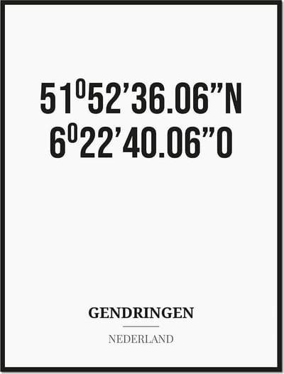 Poster/kaart GENDRINGEN met coördinaten
