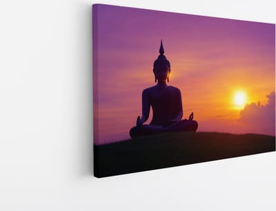 Saammp Canvas Schilderij - Boeddha - Zonsondergang - 45x30 - Foto op canvas - Wanddecoratie - Muurdecoratie Woonkamer - Canvas schilderijen