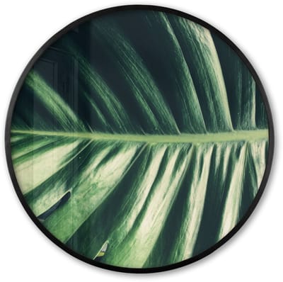Poster in lijst Rond - Fotolijst 60x60 cm - Posters - Bladeren - Tropisch - Jungle - Groen - Ronde posterlijst zwart - Decoratie - Wanddecoratie woonkamer - Muurdecoratie slaapkamer