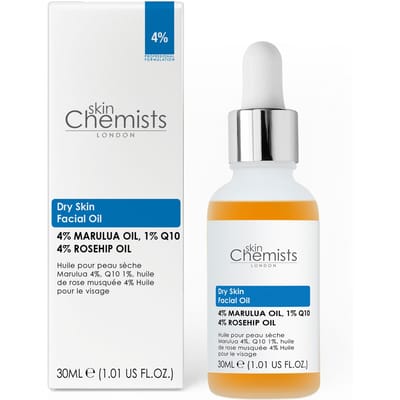 skinChemists Anti-aging gezichtsserum voor de droge huid met 4% marula-olie, 1% Q10 en 4% rozenbottelolie (30 ml).