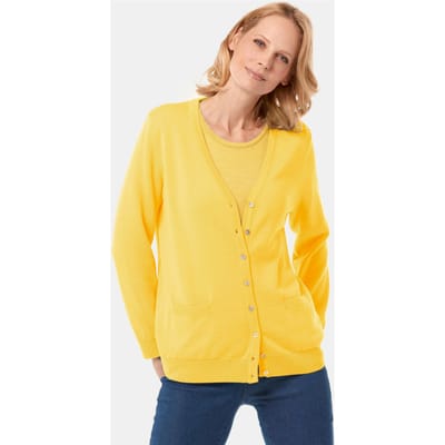 Tricot jasje van zuivere merinowol - geel - Gr. 52 van Goldner Fashion