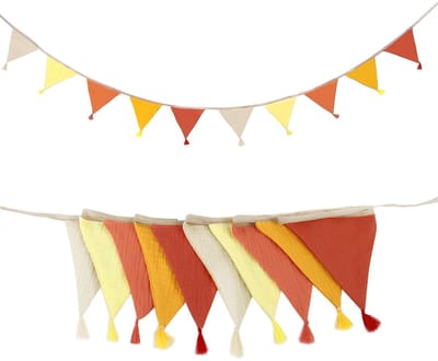Dailygoods- Vlaggenketting 260 cm - Katoenen Slinger - Vlaggetjesslinger - Wimpelslinger - Decoratie - Kleurrijk en Duurzaam