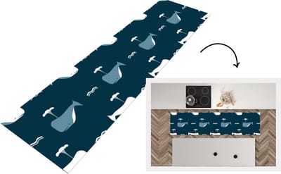 Keukenloper - Loper keuken - Patronen - Walvis - Water - 200x50 cm - Keukenloper vinyl
