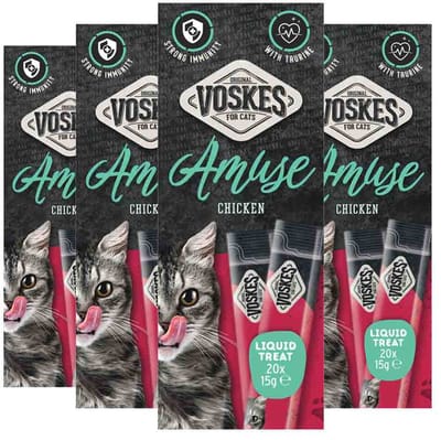 Voskes Kattensnack Liquid Treat Kip - 4 x 20x15 gr - Voordeelverpakking