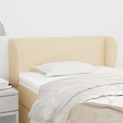 vidaXL - Hoofdbord - met - randen - 83x23x78/88 - cm - stof - crèmekleurig