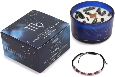 Zodiac kristallen kaars met edelsteen armband - maagd - sterrenbeeldkaars - virgo