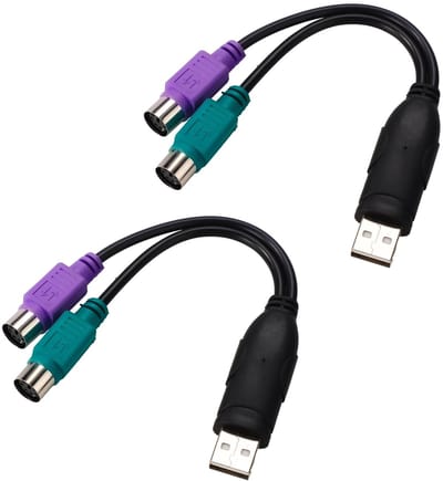Allecto - PS2 naar USB Adapters - Geschikt voor toetsenbord en muis - 18,8 cm lang - USB adapters voor gaming - PC accessoires - Converter kabel - ...