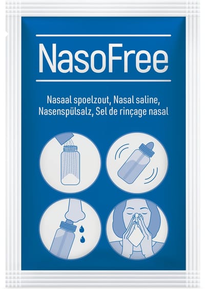 NasoFree Nasaal Spoelzout - 20 sachets - Zoutoplossing voor neusdouche - bij klachten door o.a. verkoudheid en hooikoorts - spoelzout neus voor neusspoelen - DOS Medical