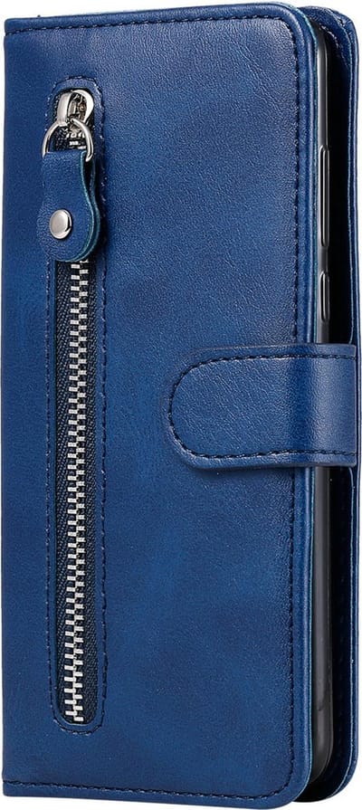 Hoesje geschikt voor Samsung Galaxy S21 FE - Bookcase - Pasjeshouder - Portemonnee - Rits - Kunstleer - Blauw