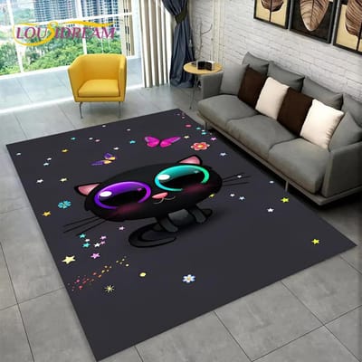 Schattige kat cartoon vloerkleed, tapijt voor woonkamer kinderkamer bank deurmat decor, kinderen spelen kruipen antislip vloermat 40x60cm(15x23in)