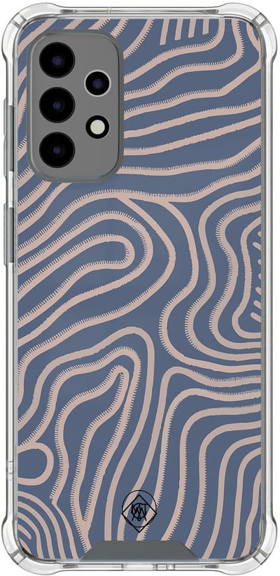 Hoesje (shockproof) geschikt voor Samsung Galaxy A52 5G - Flowing lines - Extra sterke case - TPU/polycarbonaat - Print - Paars, Transparant