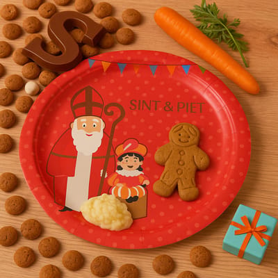 Sinterklaas Bordjes 18 cm – Set van 8 Stuks – Wegwerpbordjes voor Warme & Koude Gerechten – Feestversiering Sint & Piet