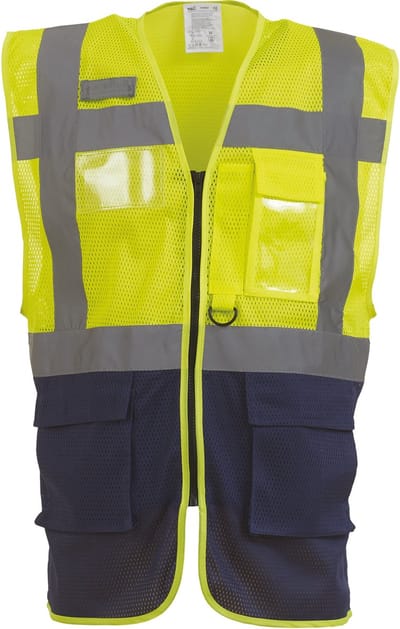 Yoko Top Cool -hoge zichtbaarheid vest YHVW820 - Hi Vis Yellow / Navy - S